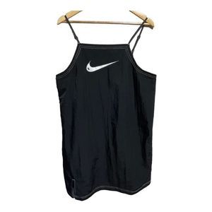 Nike Sportswear Womens Swoosh Nylon Cami Dress Side Zip Black Size XL